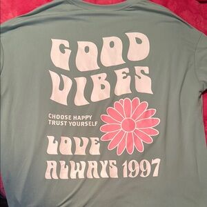 SHEIN Mint Green 'Good Vibes' Tee